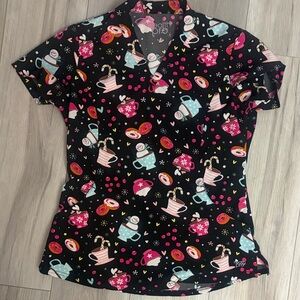 Colorful Patterned Women's Scrub Top